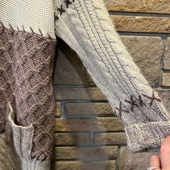 Chico’s Chunky Cable Knit Sweater Wool, Angora, Cashmere Blend Belted Cardigan - Picture 3 of 7